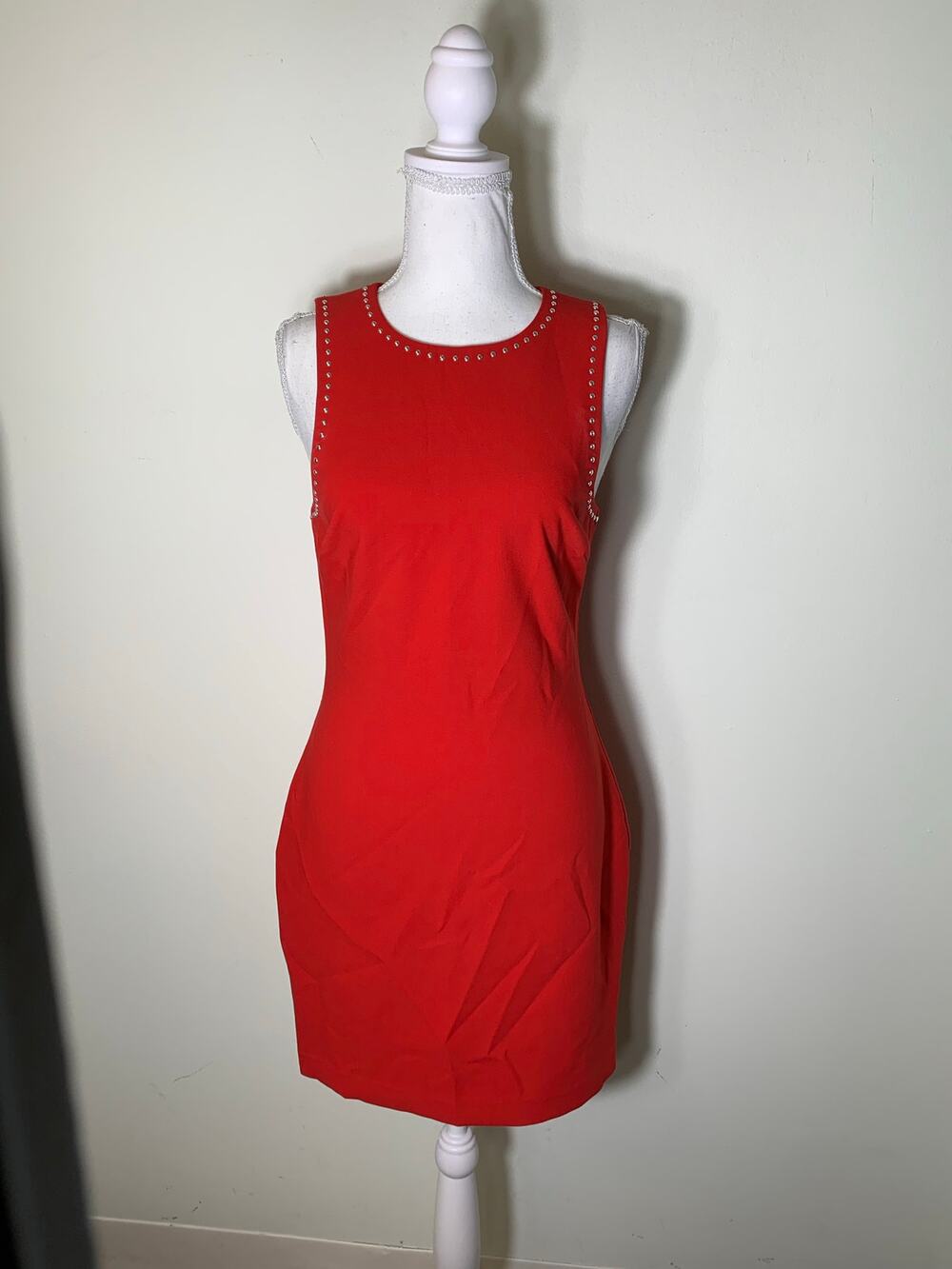 Likely Red Studded Bodycon Mini Dress Sz 4